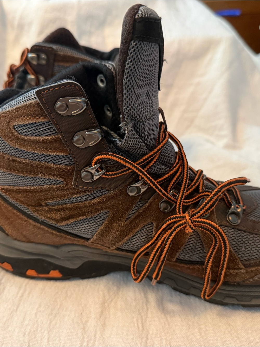 Men's Brown & Gray Hiking Boot with Orange Accents